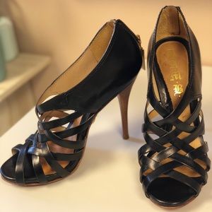 LAMB Black Peep  Toe Heels